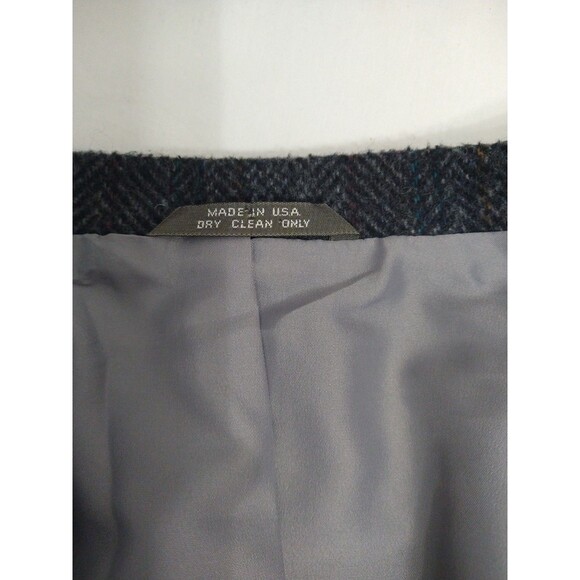 VTG Haggar Blazer 46L Wool Herringbone Tweed Elbow Patch Sport Coat Made in USA - Picture 13 of 16
